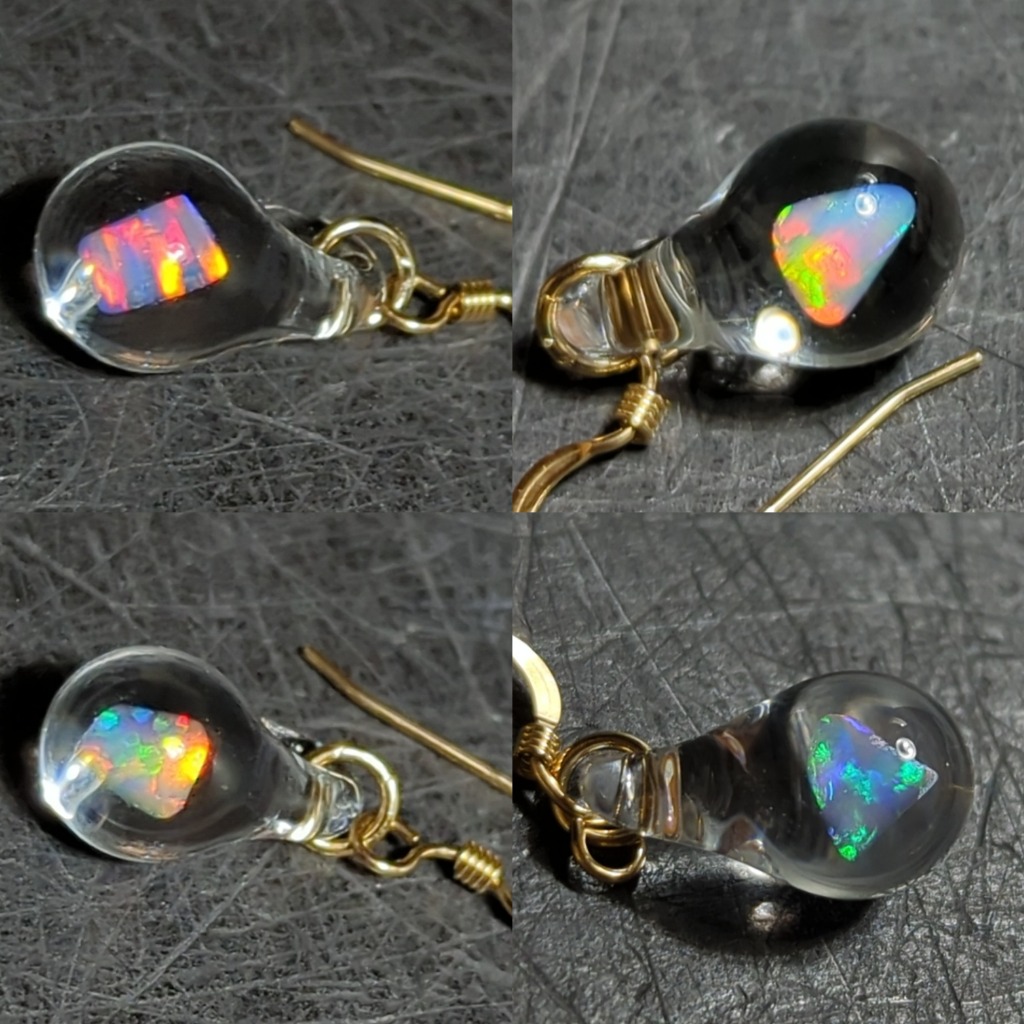 シンプルなオパールピアス2