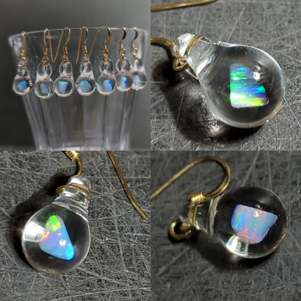 シンプルなオパールピアス2